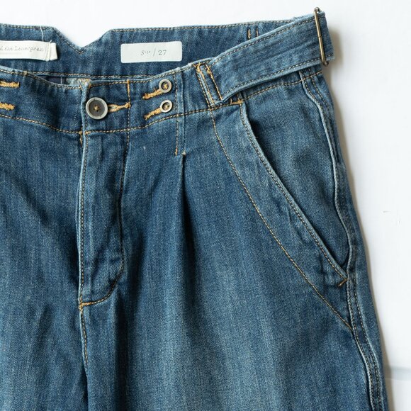 Anthropologie Pilcro Barrel Jeans Pleat Front 40s High Waist Retro 50s Crop - Picture 6 of 11